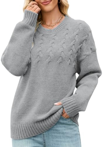 Quatrefox Thick Sweater Women Fall Winter Warm Jumpers Sweaters Long Sleeve Pullover Loose Chunky Knit Jumper Ladies Crew Neck Knitted Cable Tops Blouse Casual Knitwear