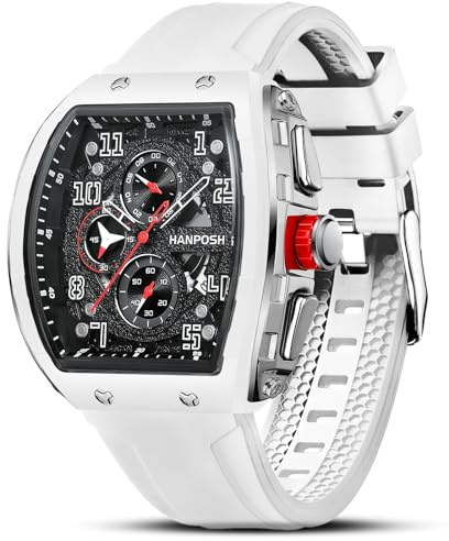 HANPOSH Herren Uhren Armbanduhr Herren Analog Quarzuhr Wasserdicht Arc Sport Herrenuhr Taktische Uhren