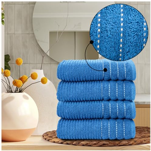 Pack of 4 Luxury Hand Towels - 100% Egyptian Cotton, 650 GSM - Ultra Absorbent, Fast Drying & Soft Bathroom Towels - Durable Washable Hand Towel, Bath & Hotel Use (50x80 cm) - Navy