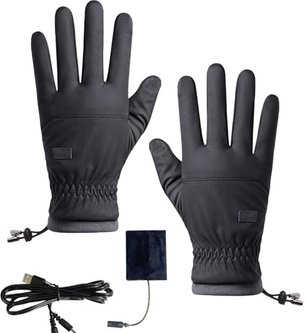 Ahuuen Beheizbare Arbeitshandschuhe,Winddichte USB Heizhandschuhe Damen Für Outdoor - rutschfeste elektrische Touchscreen-Fäustlinge, Kälteschutz für Arbeit, Snowboarden, Sport, Rodeln und Skifahren