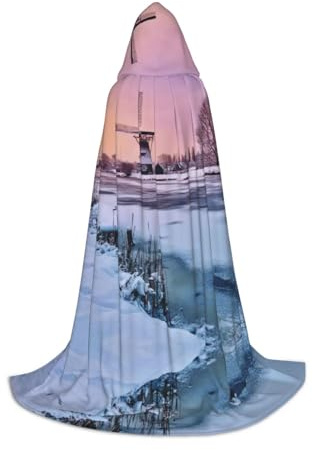 Zcmkjlg Landscape With A Traditional Windmill Printing Teen Hooded Cape With Large Hood,Ideal Role Playing Costumes For Stage,Carnival Party Supplies