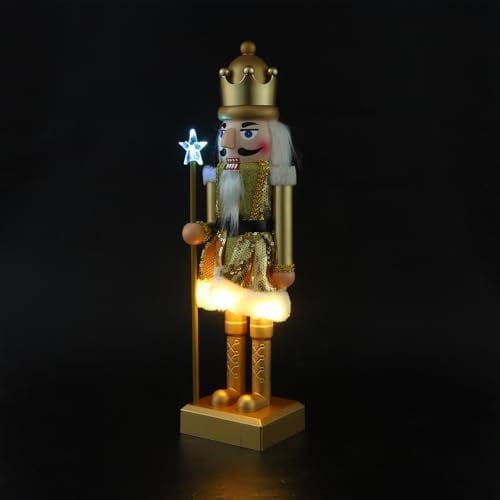 UTHCLO LED beleuchteter Weihnachts nussknacker Soldat mit Musik Farbintensive Kunststoff Figur Langlebige Weihnachtsdekoration für Tisch und Kamin Festliche Xmas Mantel deko