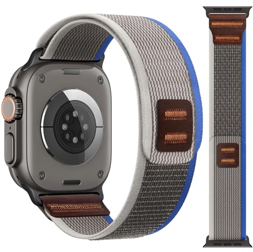 Ronkakar Trail Loop im Leder Kompatibel mit Apple Watch Armband Ultra 3 2 Ultra 49mm 46mm 45mm 44mm Damen Herren, Elastisches Gewebe Sport Nylon Armbänder für iWatch Serie 11 10 9 8 7 6 5 4 SE 3 2 1