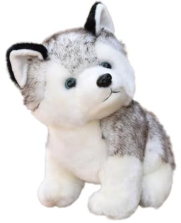 Xiyocadt Stoffhund Lebensecht, Husky Kuscheltier, Plüsch Husky Kuschelkissen, Weiche Plüsch Kuscheltier für Die Heimdekoration Geburtstagsgeschenke Geschenk Kinder (25cm)