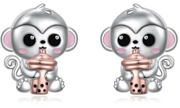 Tier-Ohrringe, 925er-Sterlingsilber, niedlicher Affen-Ohrstecker, Schmuck für Frauen, Tochter, Freundin, Ehefrau, Affenliebhaber, Geburtstag, Jahrestag, Muttertag