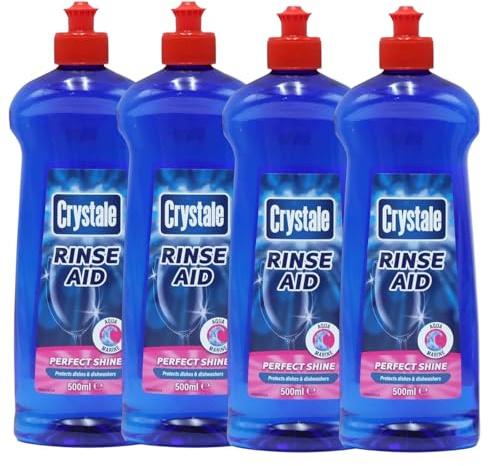 Crystale Dishwasher Rinse Aid Blue, Streak Free Formula, 4 pack x 500 ml