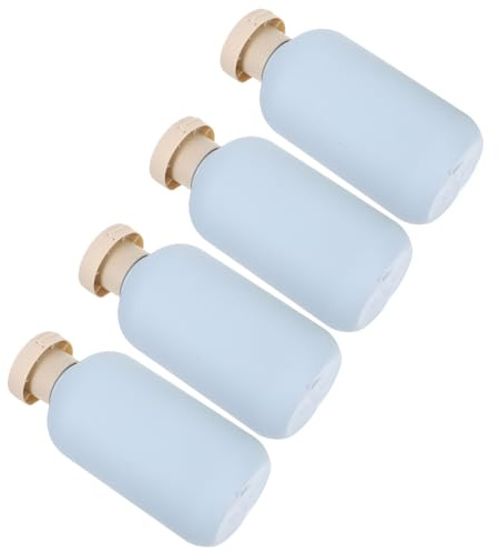 Flacons de Shampoing Rechargeables 4 Pièces 200ml en Pp Bleu | Format Voyage 6, 8 Oz, pour Gel Bain et Autres Liquides, Faciles à Remplir Nettoyer