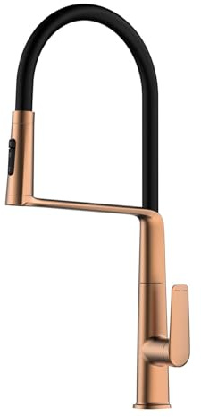Grifo Fregadero Cocina Flexible Extensible Cuello de Cisne Grifos de Cocina Fregadero Extraible 3 Modos,oro Rosa Cepillado