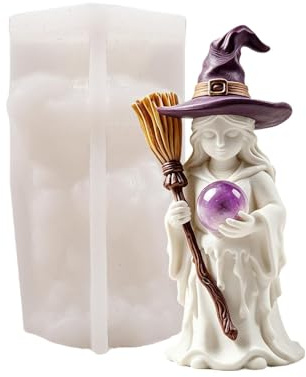 Molde de jabón de bruja de silicona para Halloween | Molde de vela de aromaterapia para decoración de yeso, resina, manualidades, apartamento, vacaciones, fiesta, festividad