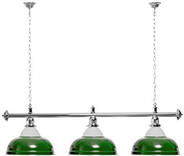 Billiard-Royal Lampe de Billard avec 3 Lampes Vert avec Support Verre/Argent
