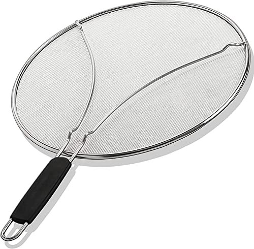 Bergkoch Grease Splatter Screen for Frying Pan 9.5 - Stops 99% of Hot Oil Splash - Protects Skin from Burns - Iron Skillet Lid Keeps Kitchen Clean - Stainless Steel