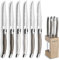 Lou Laguiole Steakmesser Set 6-teilig | 2511 Steakmesser mit Tradition und Stil | Griffe in Pfeffer, Perle & Taupe | Wellenschliff Messer