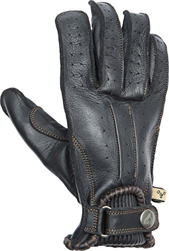 BY CITY Handschuhe, zugelassen, Vintage Cafe Racer Lady Leder schwarz mit Naht (M)