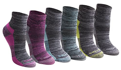 Dickies Women's Dri-tech Moisture Wicking Quarter Socks, Available in M-l (6, 12 Casual, Black Fashion Assorted (6 Pairs), M (Pack of 6)
