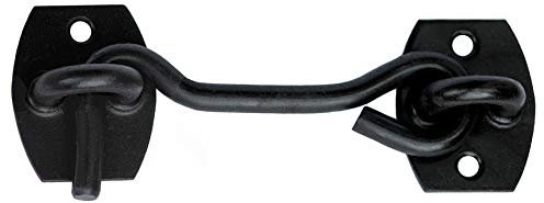 KeyMet GmbH Sturmhaken mit Öse Platten Torbefestigung 8 x 120 mm Fensterhaken Schwarz Pulverbeschichtet