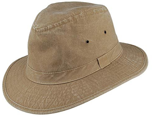 Dorfman Pacific Rondavel Safari Fedora Hut aus Baumwolle - Khaki - L