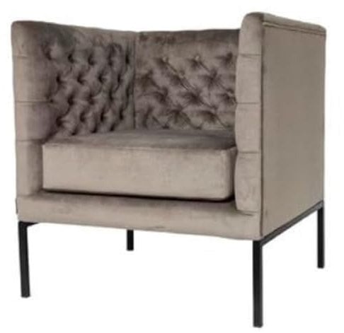 Casa Padrino Luxus Chesterfield Samt Sessel Grau/Schwarz 75 x 67 x H. 83 cm - Chesterfield Möbel