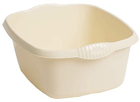 Plastic 39cm Rectangular Washing Up Bowl Kitchen Basin Mixing Sink Bowls Tidy Organizers (Cream/Calico)