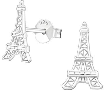 Monkimau Mädchen Ohrringe Eiffelturm Ohrstecker aus 925 Sterling Silver Silber