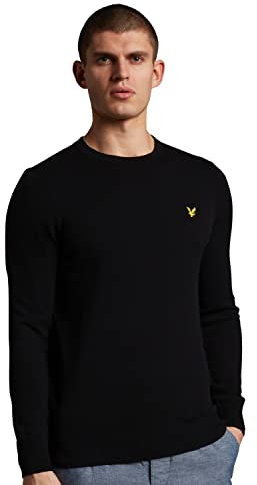 Lyle and Scott Men Crew Knit Sweater Jet Black Z865 Medium
