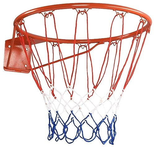COSTWAY Ø 45 cm Basketballring mit Netz, Basketball Korb aus Stahlrahmen und wetterfestes Nylonnetz, Basketballkorb für drinnen und draußen