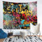 Loussiesd Hippie Graffiti Wandteppich Hip Hop Dekor Tapisserie für Jungen Mädchen Teenager Graffiti Muster Wandbehang Straßenkultur Dekor Wandkunst Sport Thema Raum Dekor Wohnheim Wandtuch 175x230cm