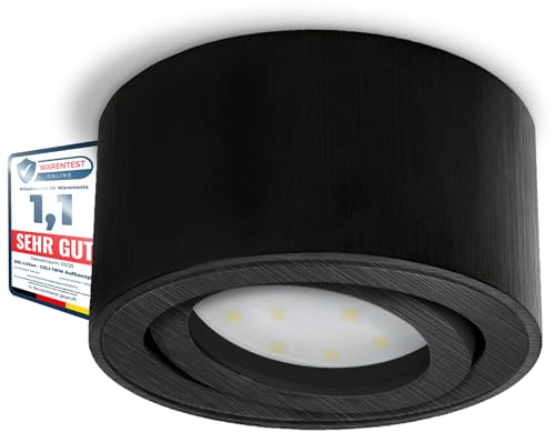 SSC-LUXon CELI-1B Aufputz Strahler LED flach schwenkbar mit fourSTEP Funktion - neutralweiß 4W 230V - Aufbauspot schwarz rund