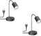 ledscom.de 2 Stück Tischleuchte WAIKA Schwanenhals Schalter schwarz matt + LED Lampe warmweiß 3-Stufen Dimmen 500lm