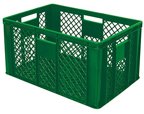 BRB 54 Stück Eurobehälter/Bäckerkiste durchbrochen, LxBxH 600x400x320 mm, PE-HD, lebensmittelecht, grün, Palettenware