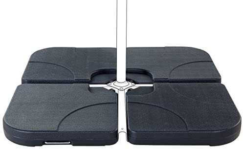 Dalles de Contrepoids 9 Kg pour Parasol 4 Pièces en Plastique Noir Résistant Caria
