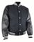 Herren College Baseball Jacke Sweat Jacke mit Leder Schwarz XL