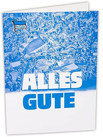 Hertha BSC Berlin Karte - Alles Gute - Fankurve Geburtstagskarte blau/weiß Glückwunschkarte - Plus Lesezeichen I love Berlin