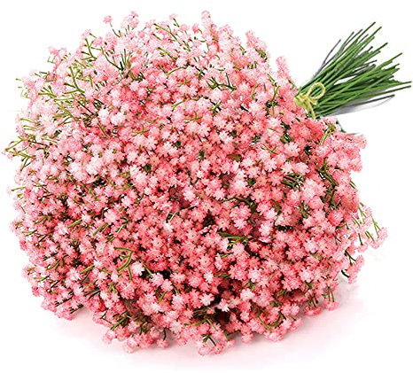 Uhky 6 mazzi di fiori artificiali di gipsofila, fiori realistici al tatto, per feste di nozze, ghirlande fai da te, composizioni floreali, decorazioni per la casa (rosa)