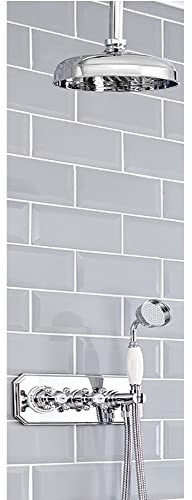 MILANO Thermostatic Mixer Valve 300mm Shower Head Handset Chrome White