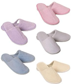 FIYSON Slipper Hotel Set di 5 paia di pantofole colorate, usa e getta, di alta qualità, lavabile, antiscivolo, in tessuto non tessuto corallo, per feste e ospiti, Multicolore, 11,6in