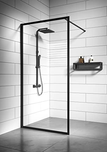 Paroi de Douche Georgia - 90 x 200 cm - Noir - 8 mm - Verre de sécurité