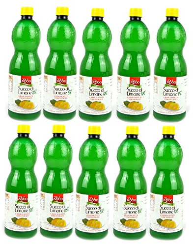 PZ 10 BOTTIGLIE DA 1 LT CADA UNA SUCCO DI LIMONE A BASE DI SUCCO CONCENTRATO LEMON JUICE IN BOTTIGLIA PER RISTORAZIONE E CUCINA