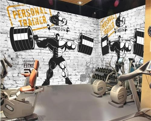 Gym Dekoration 3D Wallpaper Nostalgisches Retro Sport Fitness Gewichtheben Hintergrundbild TV Wandbild Tapete Wanddekoration fototapete 3d Vlies wandbild Schlafzimmer-200cm×140cm
