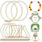 ASOFTY 10 Stück Metallringe zum Basteln, 20cm/25cm Metallring mit Fuß, Deko Ringe mit 10 Stück Holzständern, Glod Metallringe für DIY Macrame, Hochzeit Tischdekoration, Weihnachten, Wanddeko Dekor