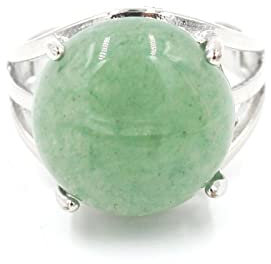 Reiki Heilkristall Ring Damen Einfacher Runder Naturstein Ring Achat Amethyst Lila Quarz Schmuck,Grüner Aventurin