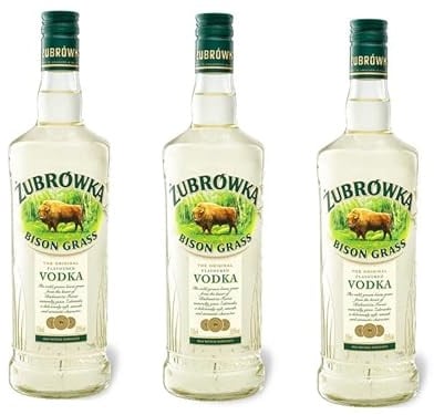 3 Flaschen Zubrowka Bison Grass Wodka a 0,7L Vodka aus polnischem Roggen mit Bisongras 37,5% Vol.
