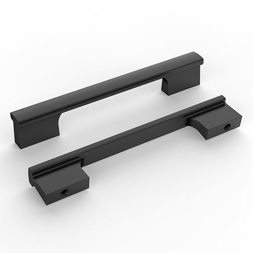 9BUILD 10 Pack 128mm Matte Black Kitchen Cabinet Handles - Cupboard Door and Drawer Handles for Wardrobe EU0029