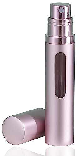 Emwel Pulverizador de perfume, vacío de viaje, atomizador mini portátil con ventana para viajes, 8 ml (rosa)