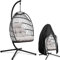 Swoods Hängesessel mit Gestell - Hängesessel Outdoor - Indoor und Outdoor - Hängstuhl mit Großen Kissen - Klapbarer Rattensessel - bis 150 kg - Hellgrau