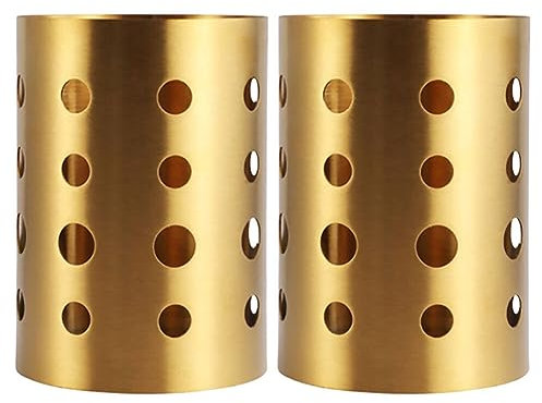 Luxshiny 2pcs Kitchenware Storage Container Silverware Drainer Basket Chopstick Holder Cooking Utensil Organizer Cylinder Spoon Fork Cups Kitchen Utensil Holder Cork Stainless Steel