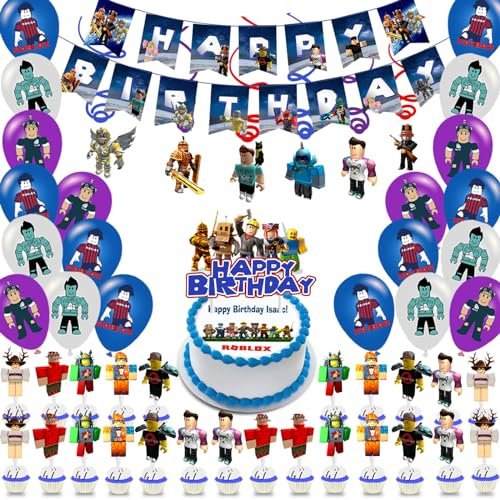 Geburtstag Deko,30PCS Deko Luftballons,Party Dekoration,Enthalten Luftballon Latex,Kuchendeckel,Spiraldekorationen,Banner,Kinder Dekoration