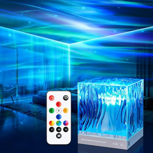 Lampada Aurora Boreale, 18colori Proiettore Stelle Soffitto, Dimmerabile/Temporizzato Lampada Proiettore Soffitto, Telecomando Luce Notturna Bambini, Led Decorazioni Camera da Letto Proiettore Bambini