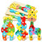 HOTUT 3 Pcs Wooden Jigsaw Puzzles for Toddlers, Wooden Jigsaw Puzzles for Toddlers 1 2 3 Years Old, Shape Number Puzzle, 3D Animal Puzzle Toy Babies Games for Boys and Girls Educational Toys Gifts
