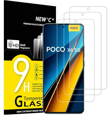 NEW'C 3 Pack Designed for Xiaomi Poco X6 5G, X6 Pro 5G Screen Protector Tempered Glass,Case Friendly Scratch-proof, Bubble Free, Ultra Resistant