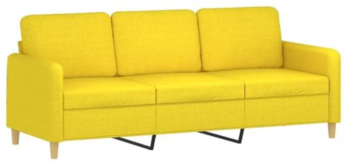vidaXL Sofa 3-Sitzer, Loungesofa Couch mit Armlehnen Rückenkissen, Wohnzimmersofa Designsofa mit Metallgestell, Sitzmöbel Dreisitzer, Hellgelb Stoff